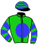 GREEN, BLUE SPOT, HOOPED SLEEVES AND CAP