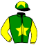 DARK GREEN, YELLOW STAR, SLEEVES AND STAR ON CAP.