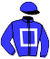 BLUE, WHITE SQUARE, BLUE SLEEVES AND CAP