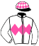 WHITE, PINK BAND OF DIAMONDS, WHITE SLEEVES, PINK COLLAR AND